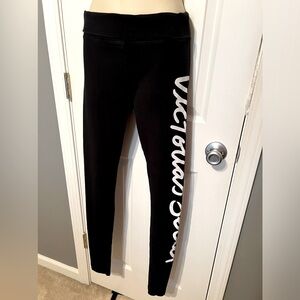Victoria secret black leggings with white VS writing